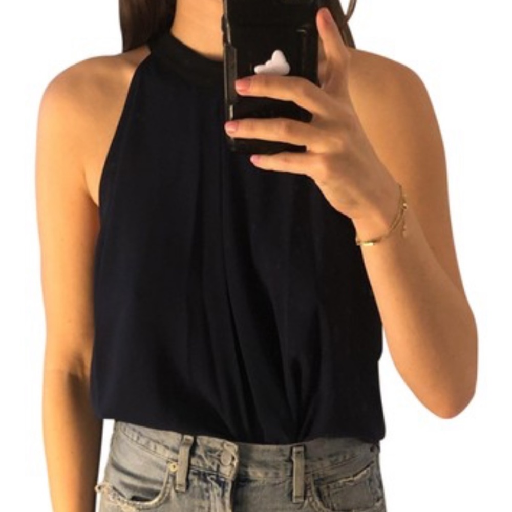 Halter High Neck Blouse with Back Tie